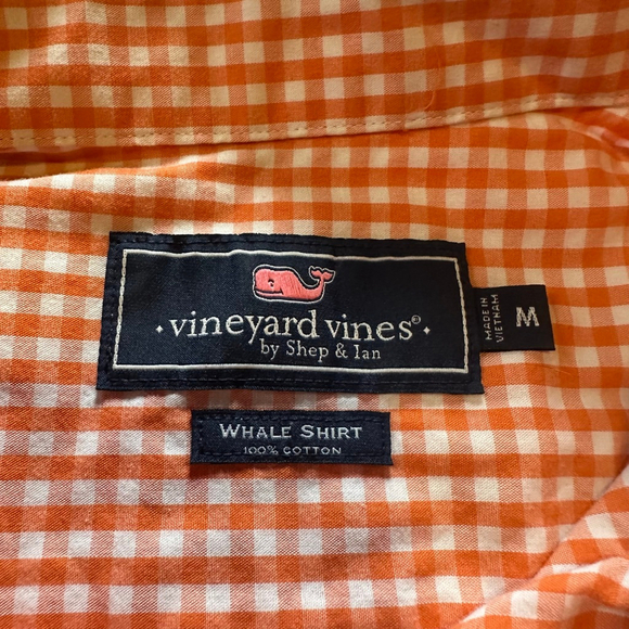 Men's Vineyard Vines Button Down Shirt Size M Orange Gingham - Picture 3 of 8